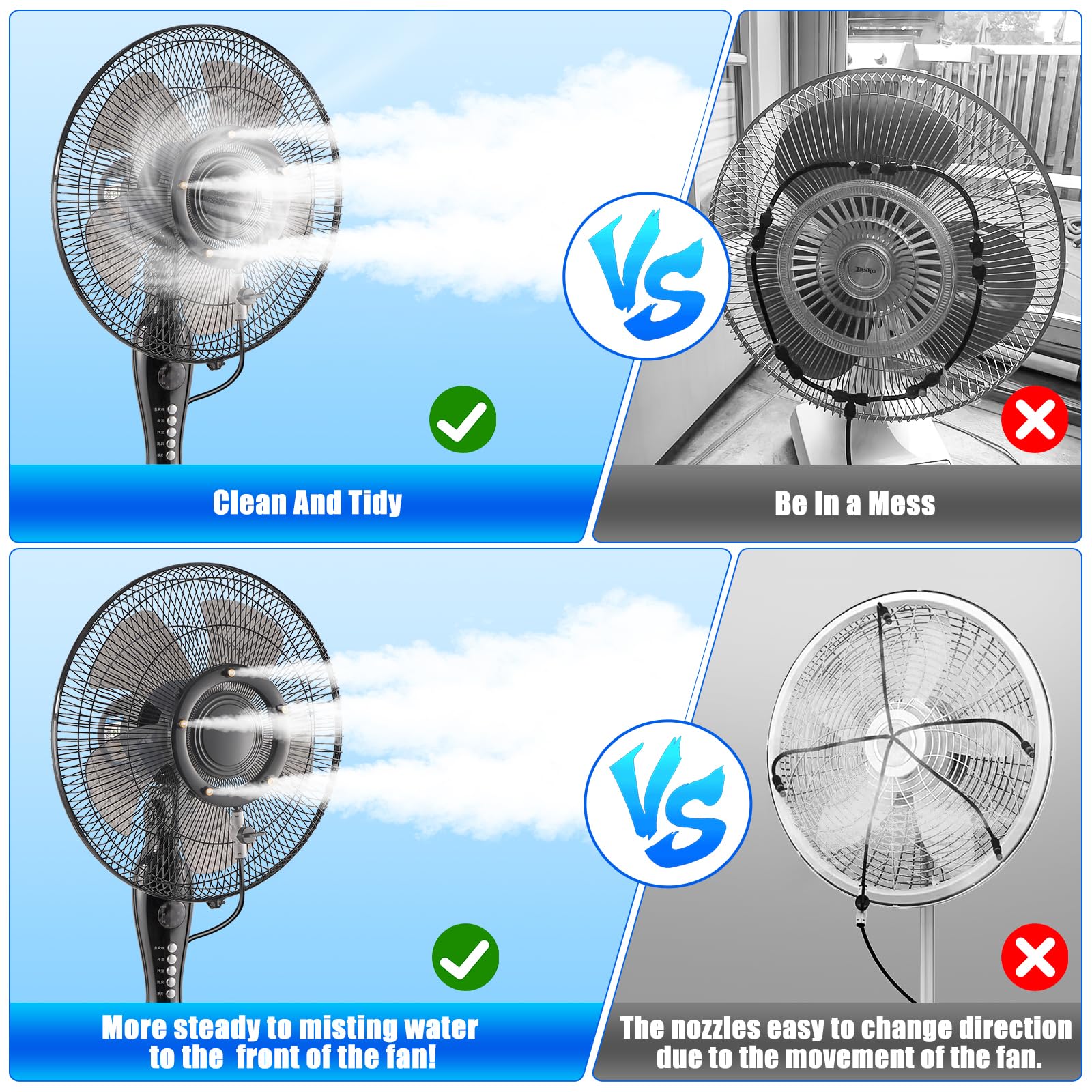 VsMon-Fri adjustable misting valve lets you tailor the breeze.