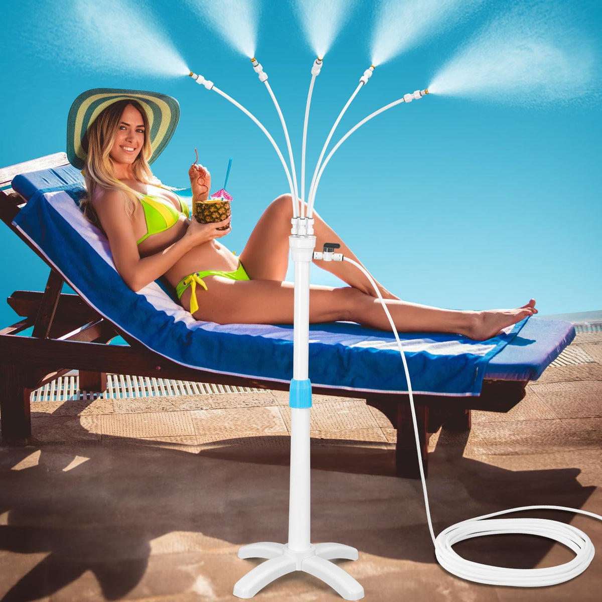 VsMon-Fri base-stable outdoor mister for patio cooling