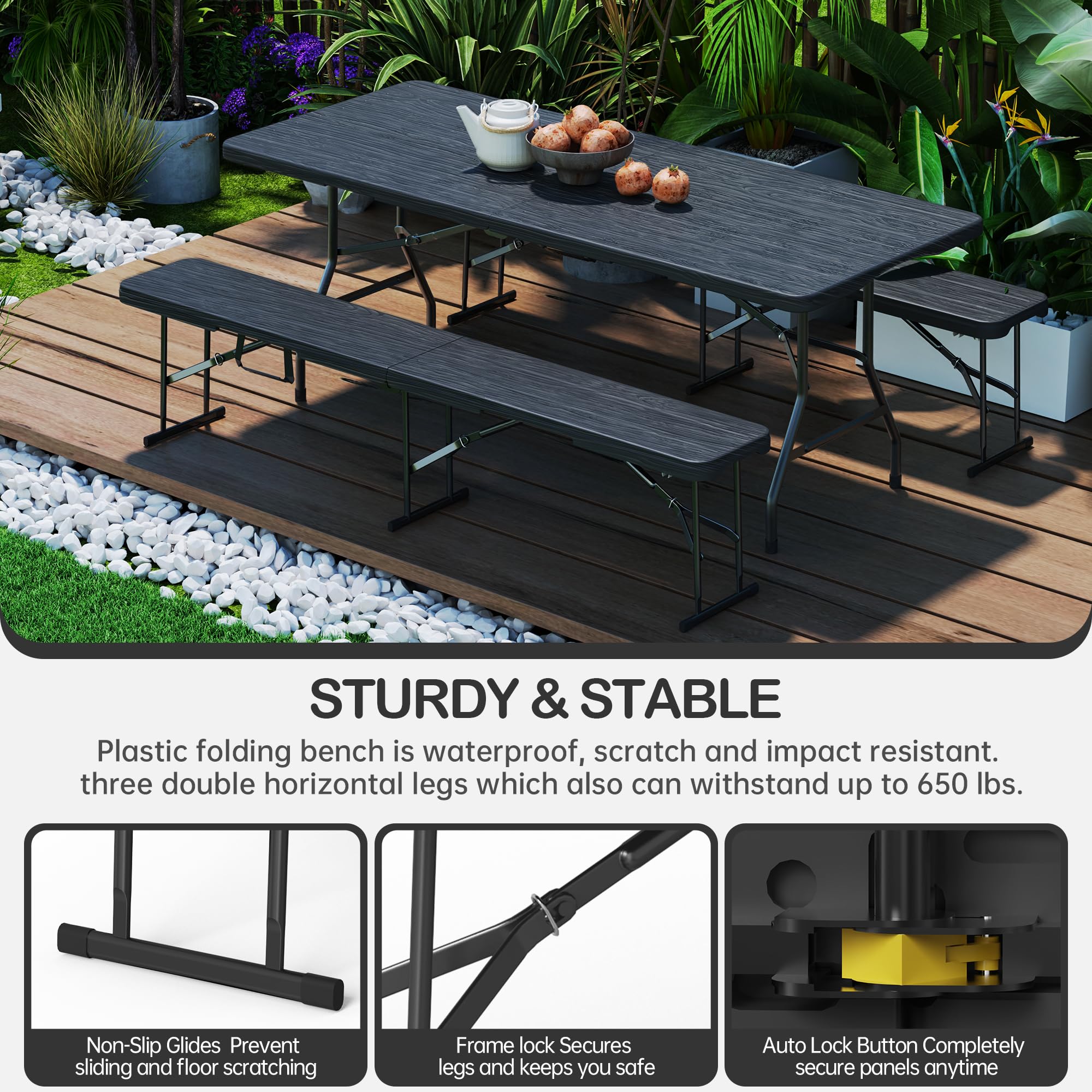 VSOAEIL bench built-in handle, easy transport between venues.
