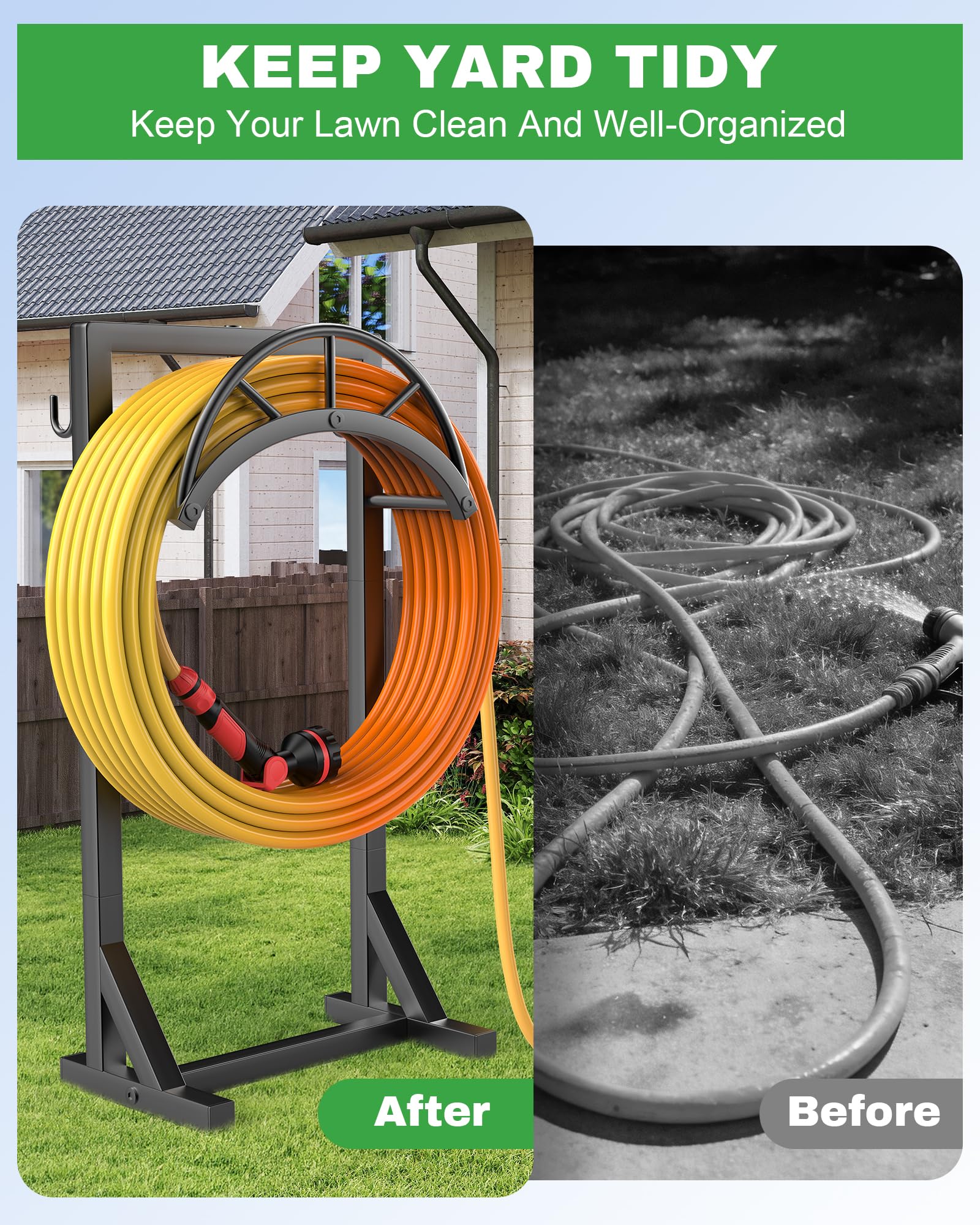 Back view showing built-in tool hooks for garden accessories