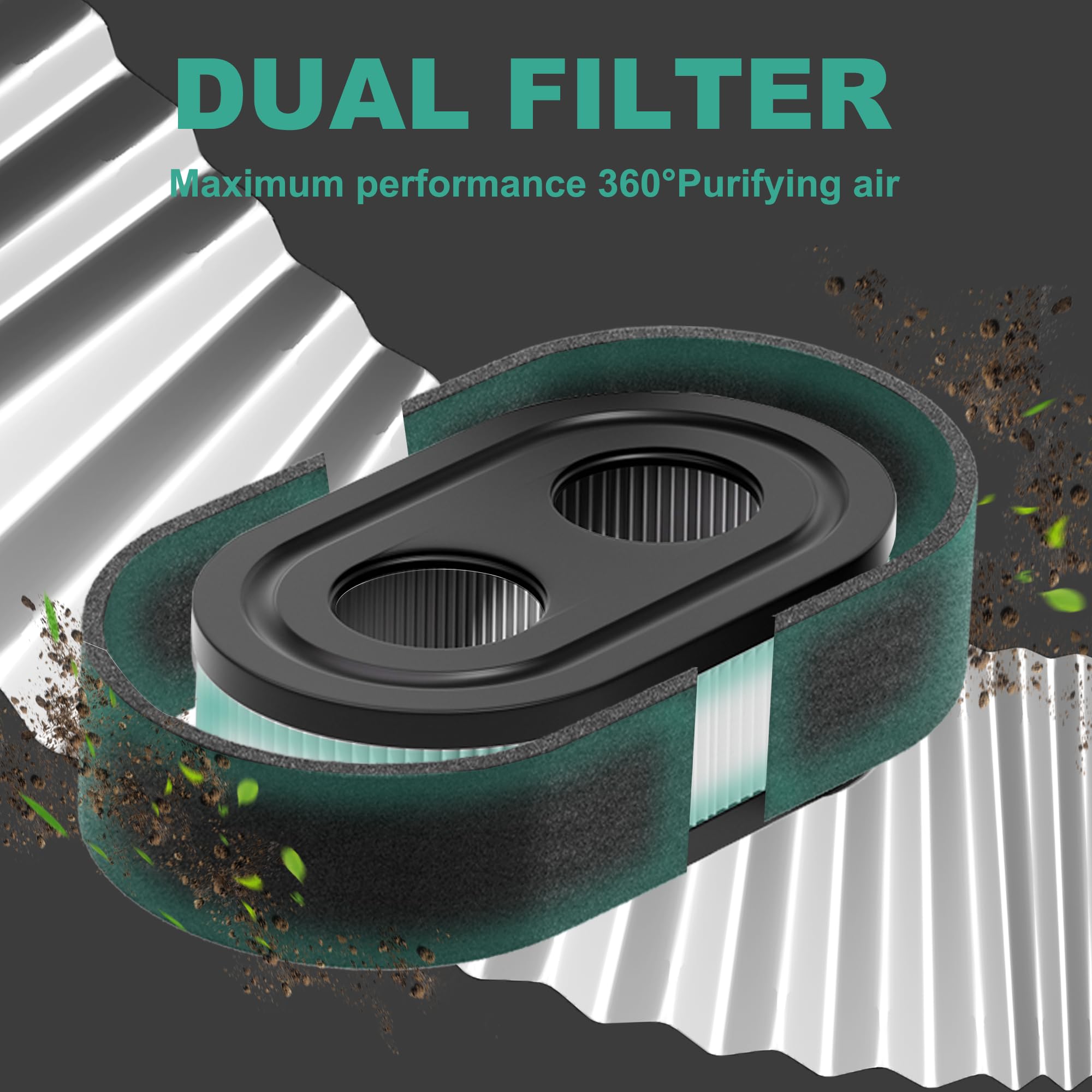 VSSYURT-US pleated design air filter improves debris capture.
