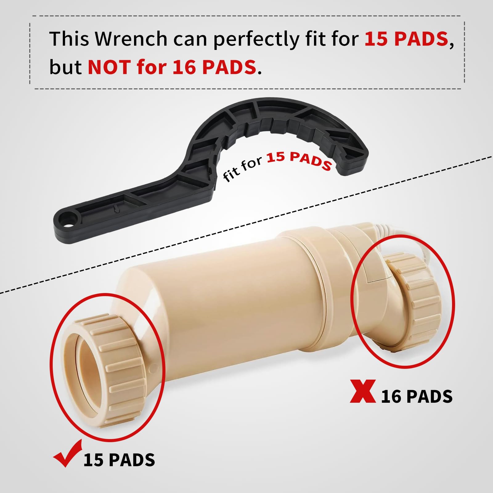 Vsttar 2-inch union wrench securing 15-pad connections for Hayward setups.