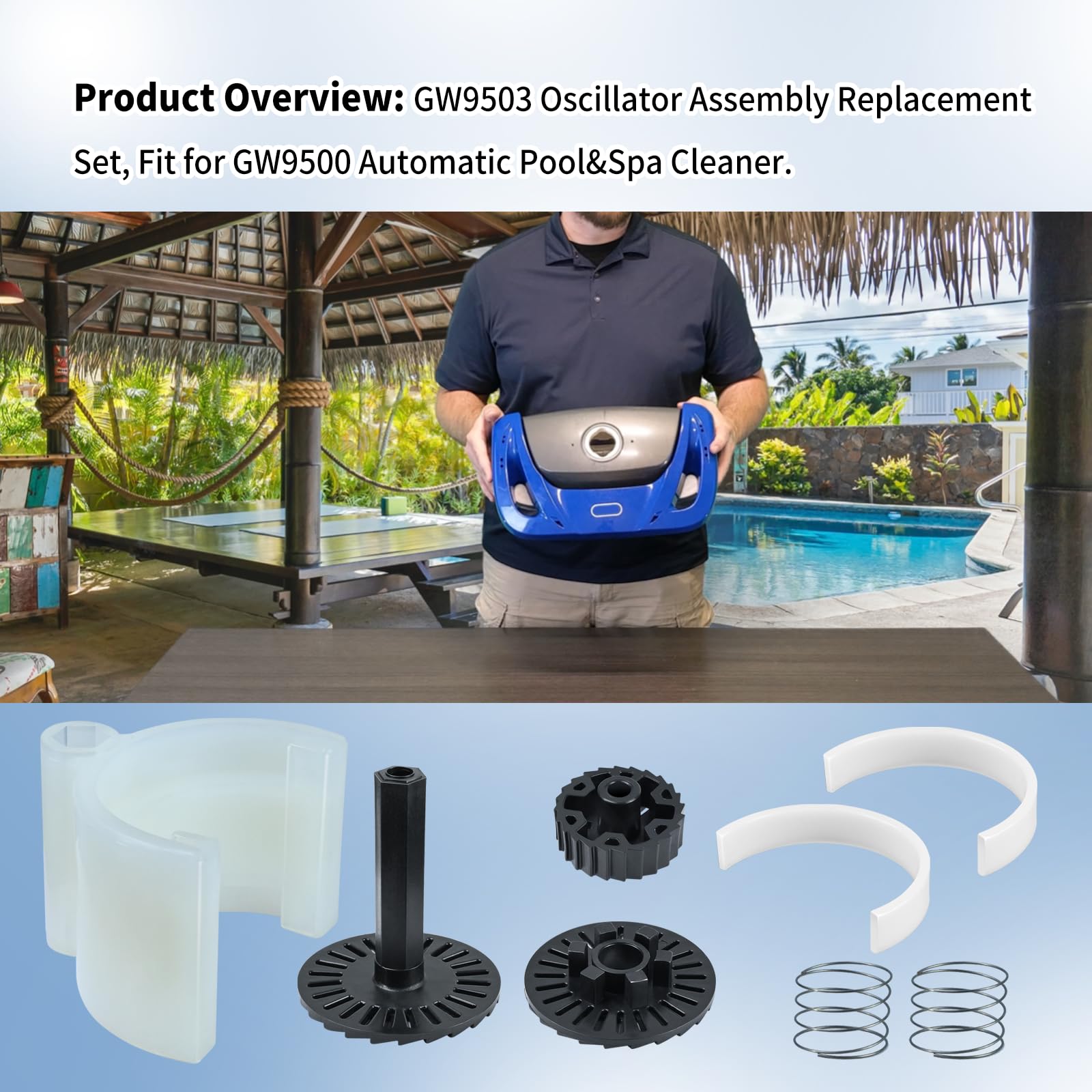 Close-up of GW9503 oscillator assembly components for reliable pool cleaner