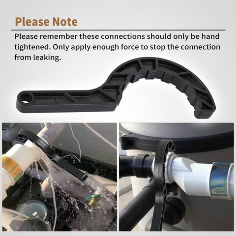Vsttar wrench in use demonstrates easy hand-tightening for fittings.
