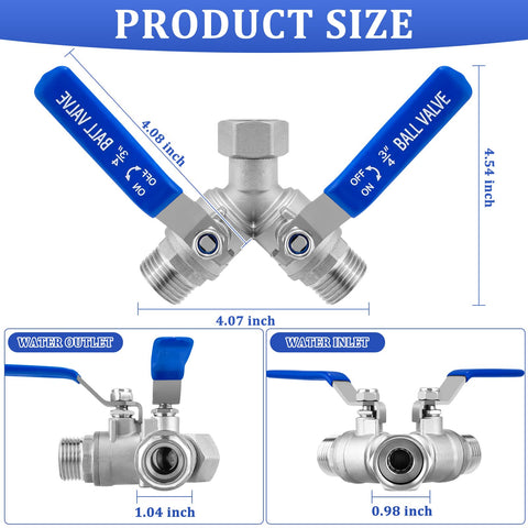 Vtenyeo 2-way hose splitter with dual valves enabling precise water control.