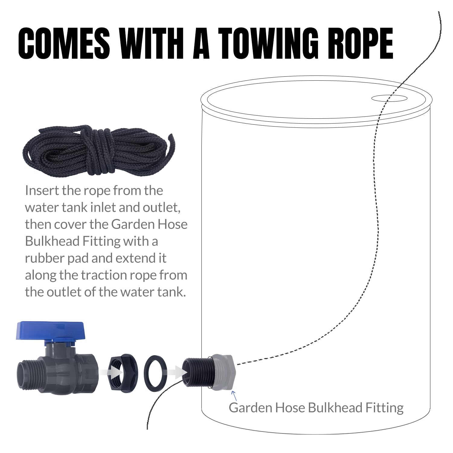 Vtenyeo barrel wall fitting installed on a bucket for easy mounting.