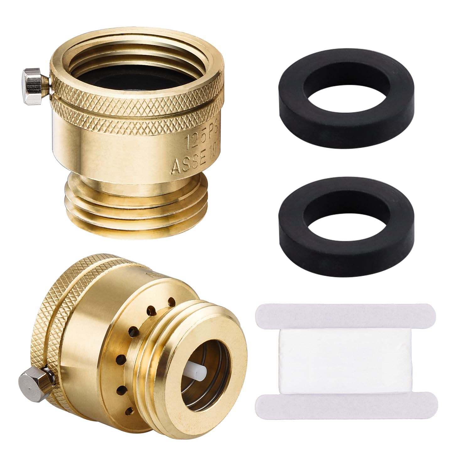 Vtenyeo brass vacuum breaker on hose bib prevents backflow and protects water supply