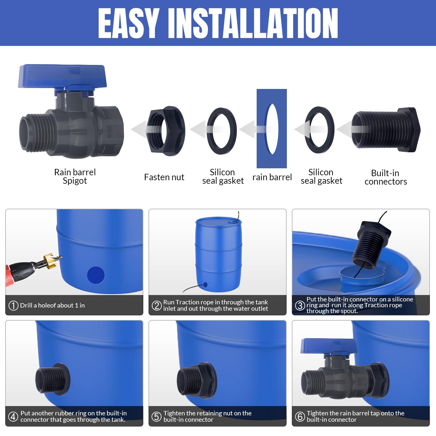 Vtenyeo bulkhead fitting close-up highlights durable PVC construction.
