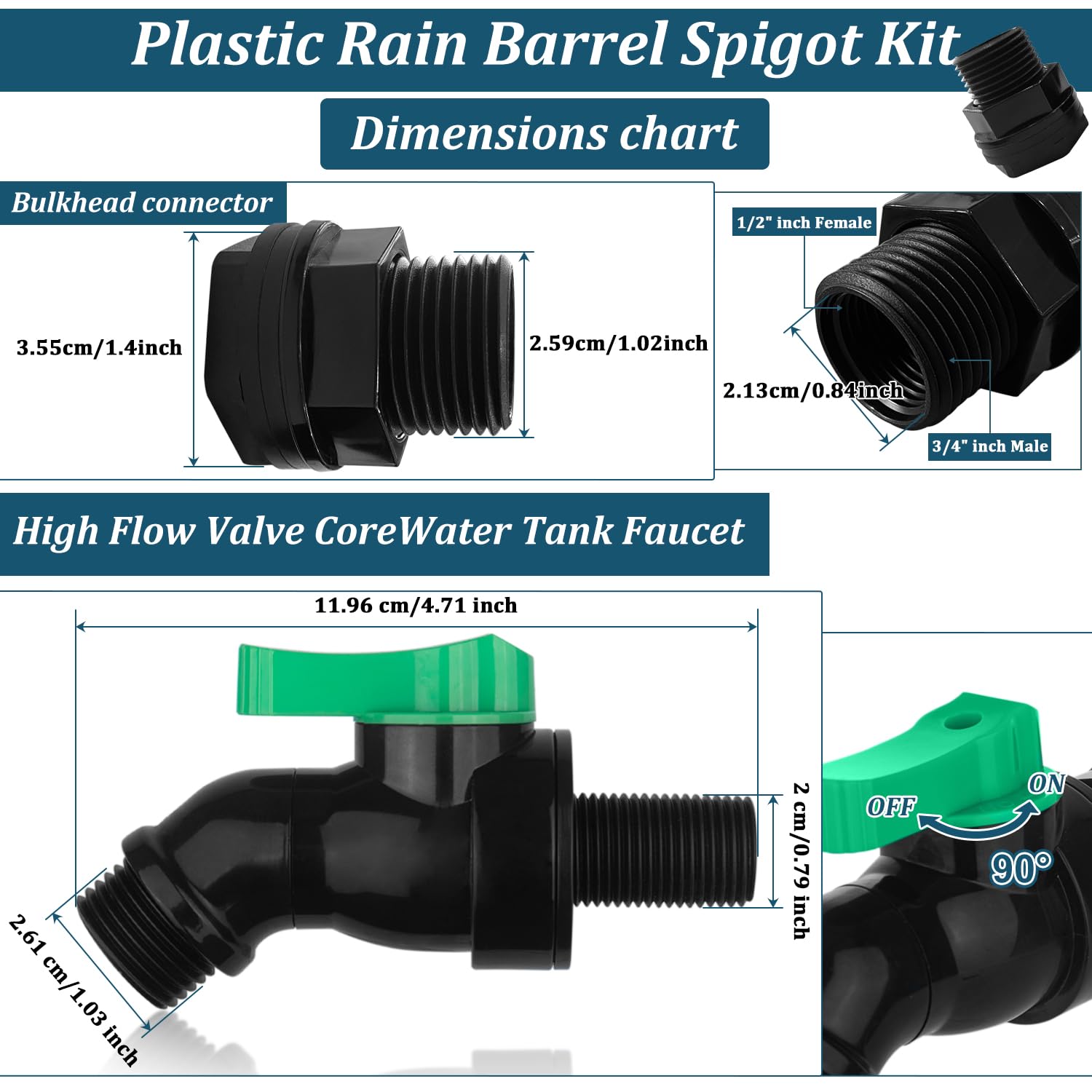 Vtenyeo bulkhead fitting close-up for a secure rain barrel seal.