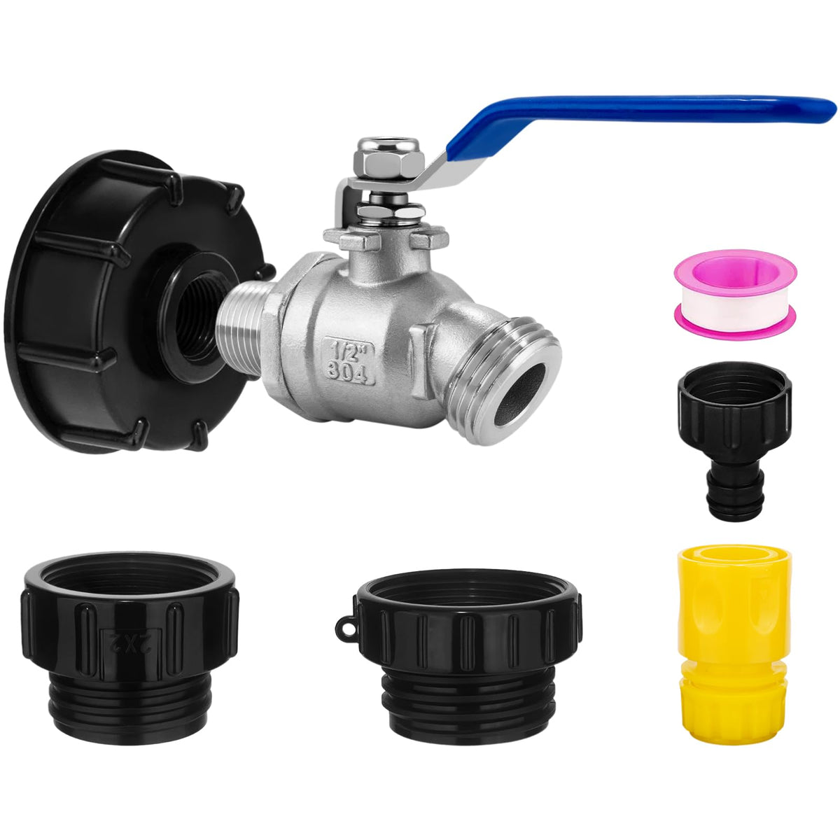 Vtenyeo IBC tote adapter assembly for easy drainage.