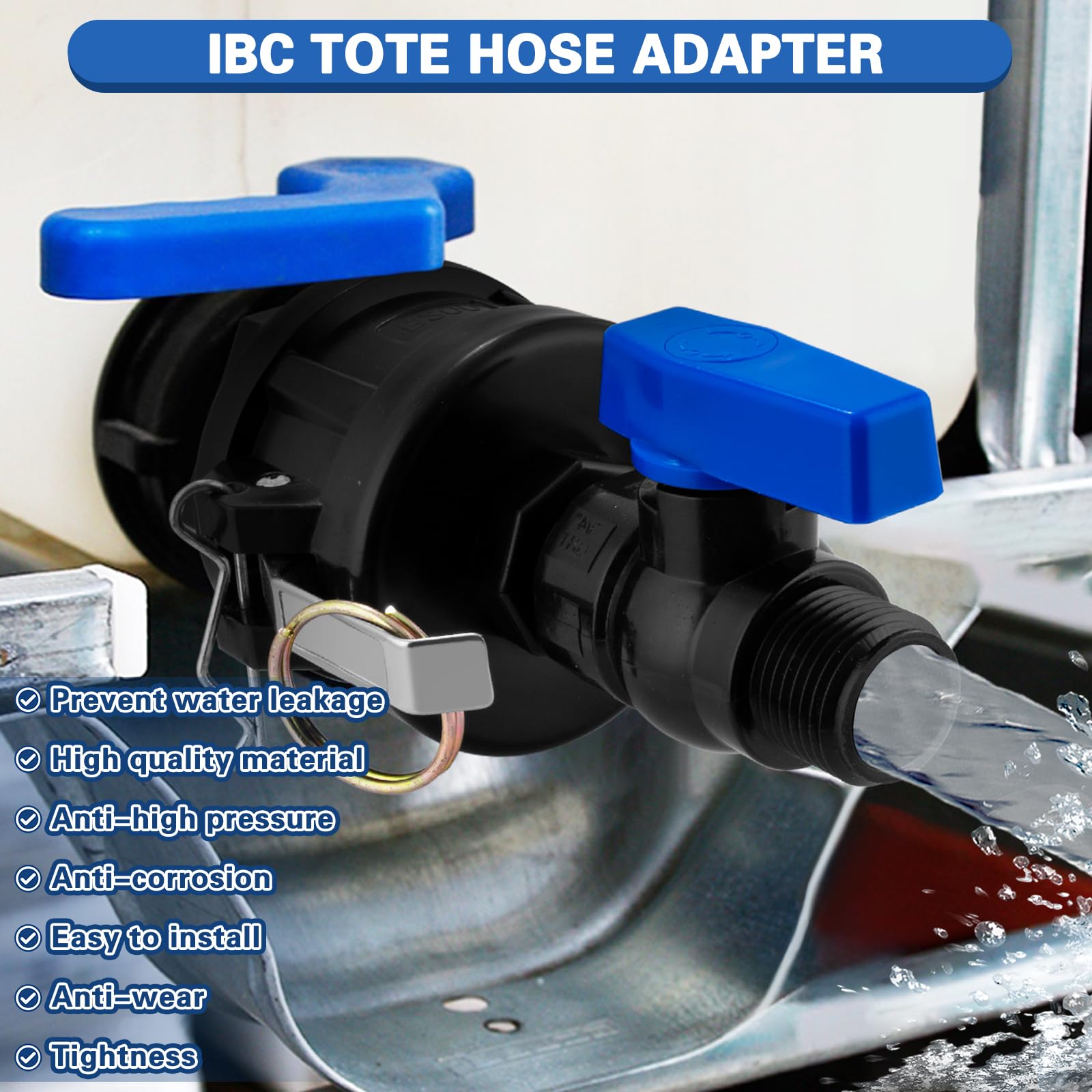 Compatible with standard American IBC totes for Vtenyeo adapter.