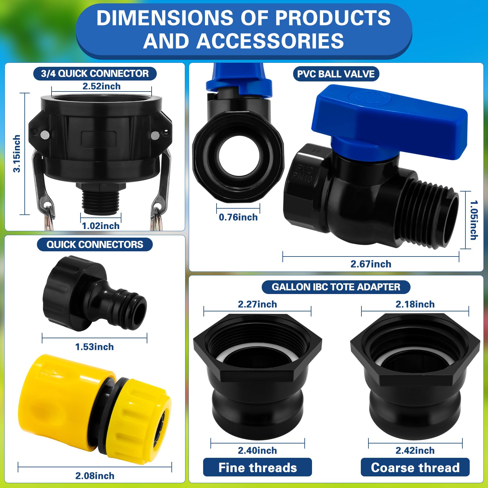 Vtenyeo adapter shows grooved fittings for two-size compatibility.