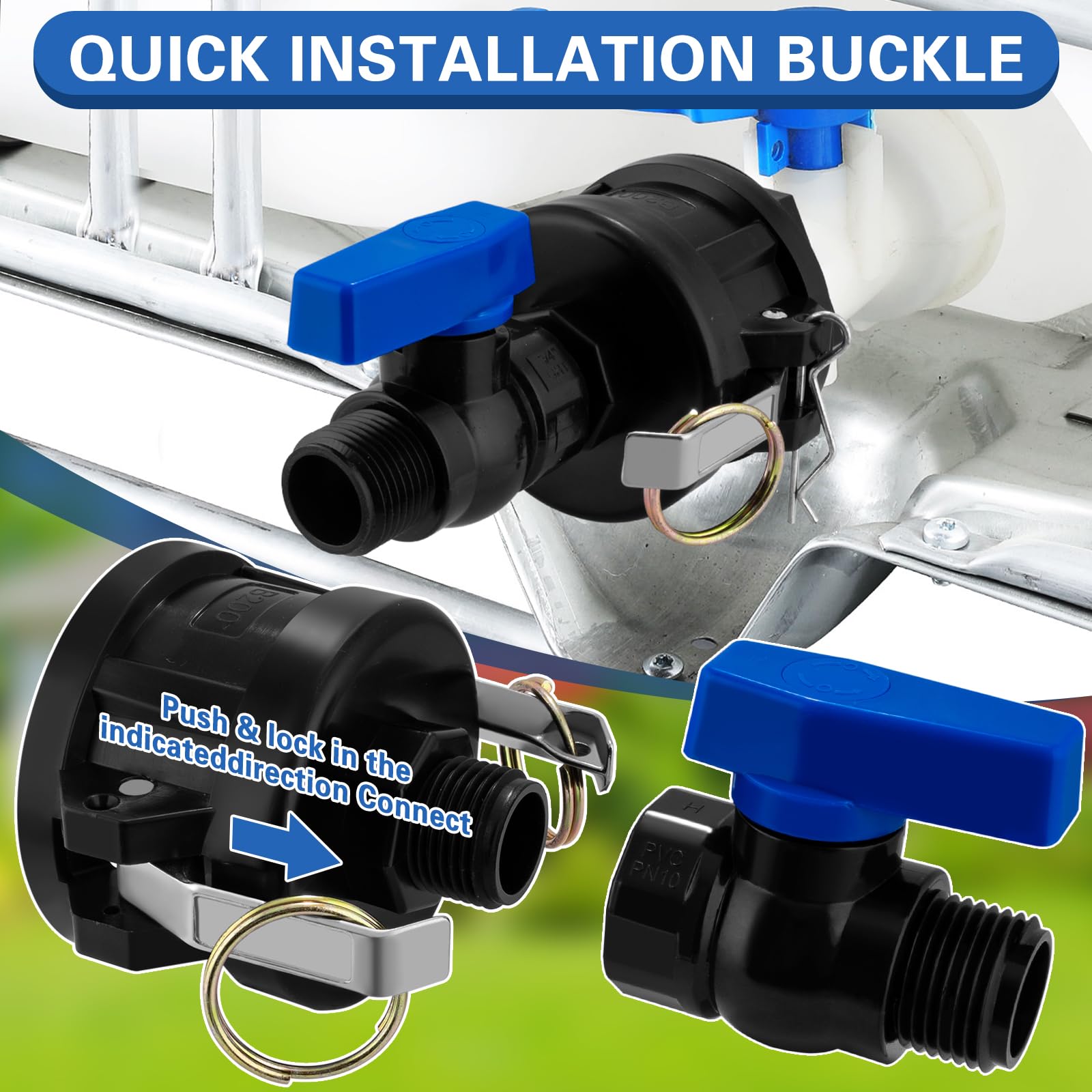 Direct garden hose connection option for irrigation using Vtenyeo adapter.