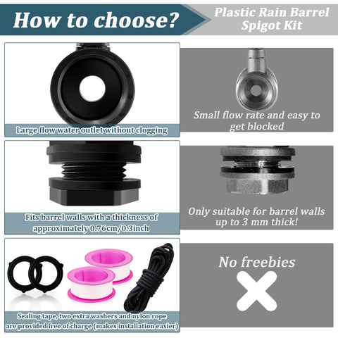 Vtenyeo bulkhead fitting provides secure, durable rain barrel connections.