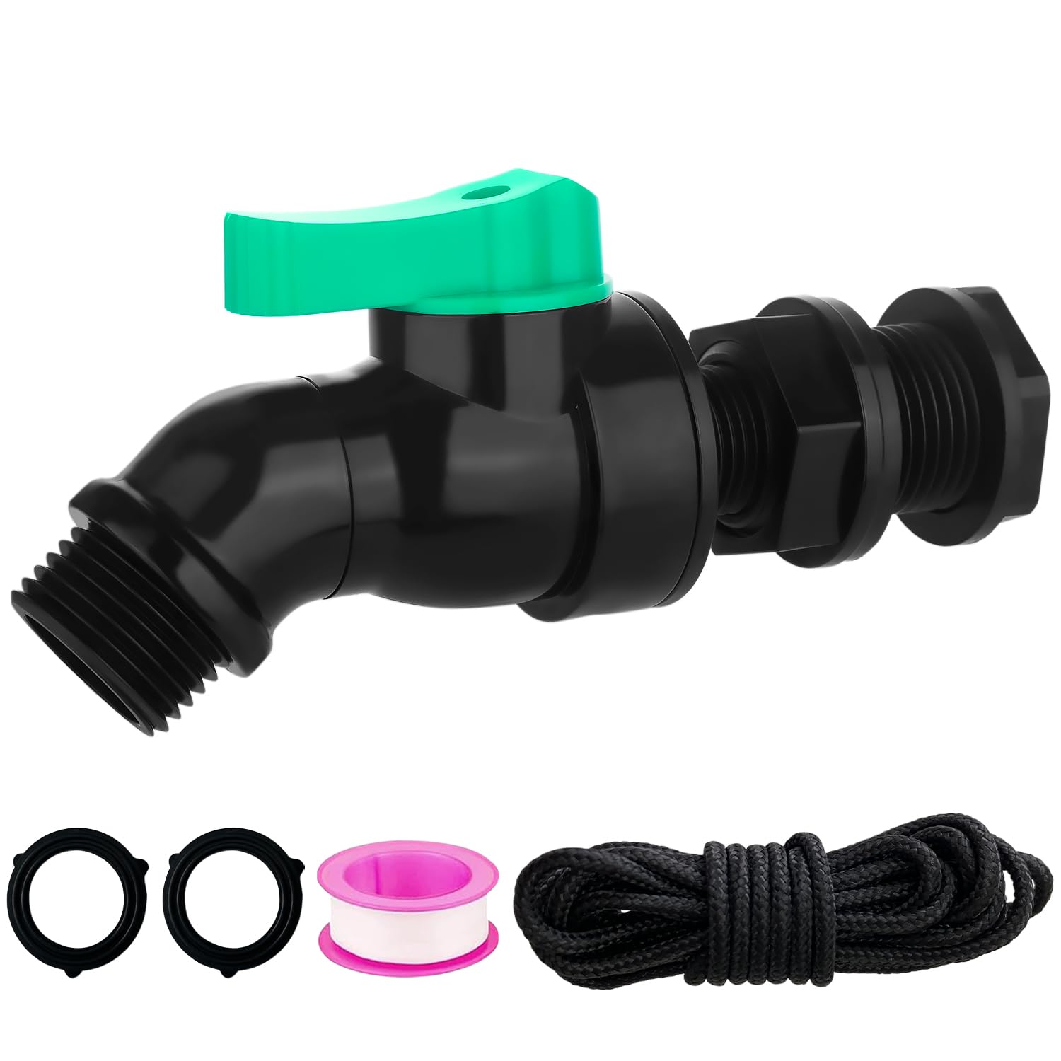 Vtenyeo rain barrel spigot with high flow port for efficient water discharge.
