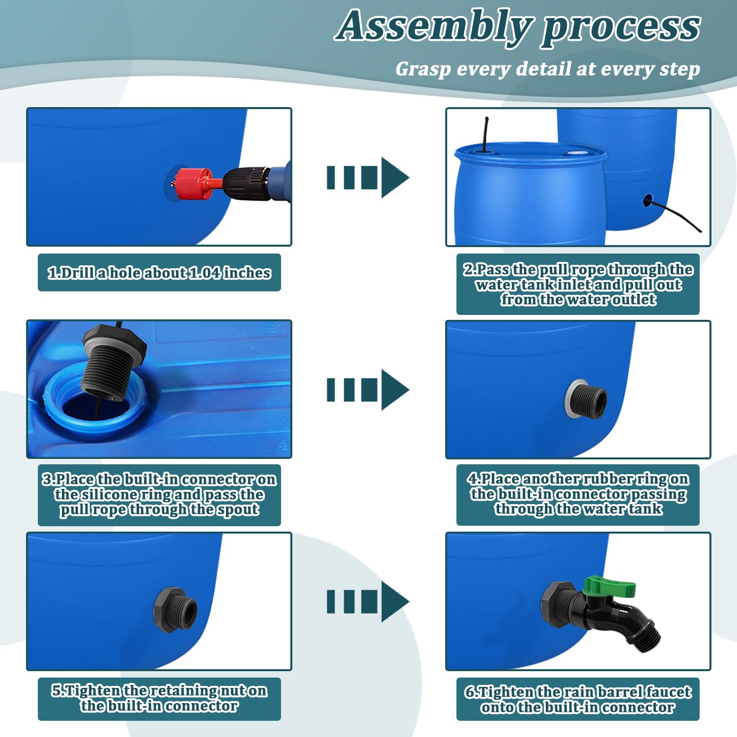 Vtenyeo universal-fit spigot adapts to most buckets and hoses