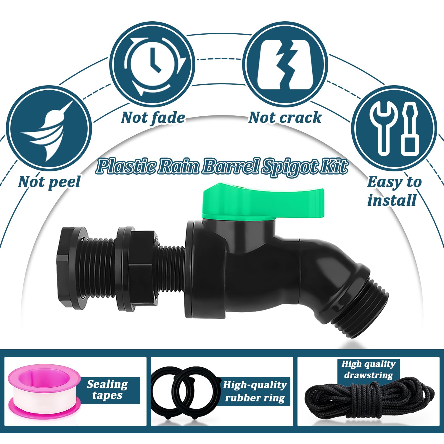 Vtenyeo rainwater irrigation in garden setting using a spigot kit.