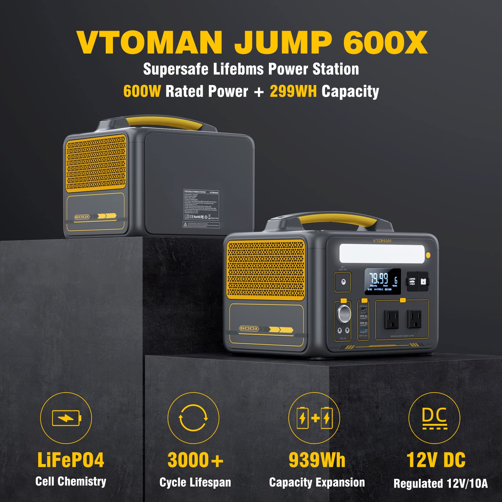VTOMAN Jump 600X car jump start port enables roadside power