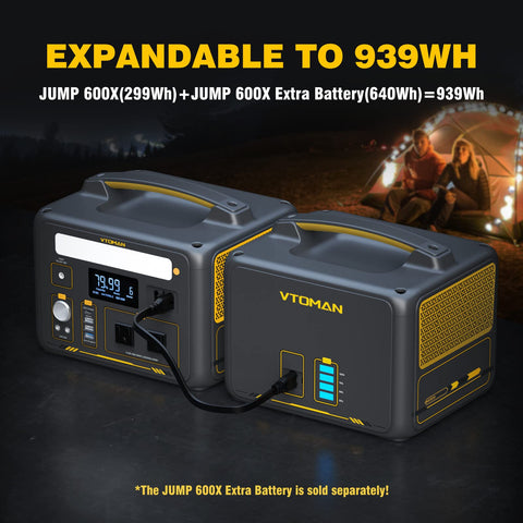 Compact design showcases the Jump 600X beside hiking equipment