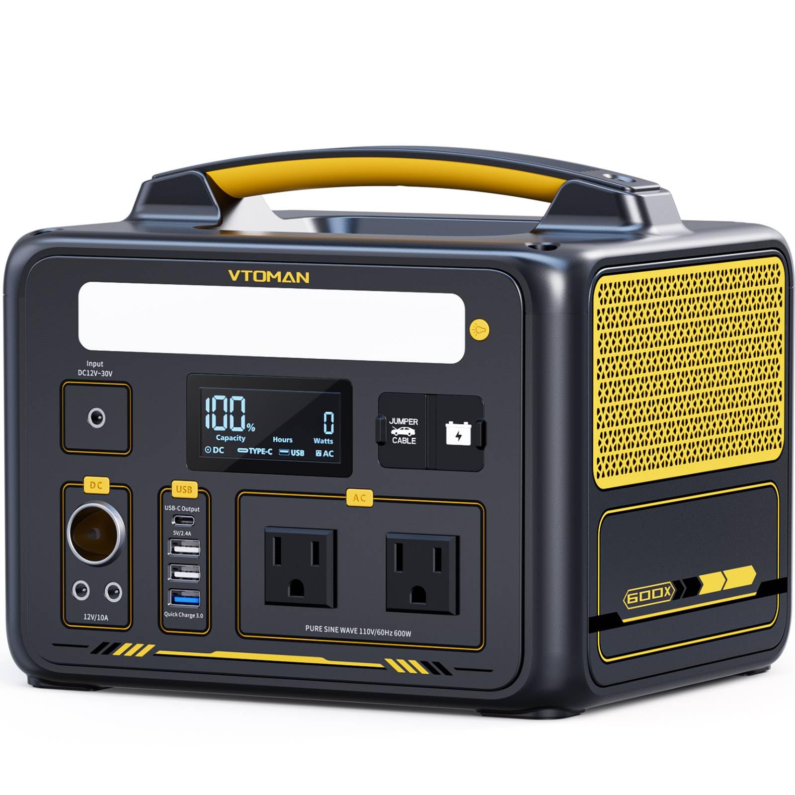 VTOMAN Jump 600X portable power station on a campsite ready for adventures