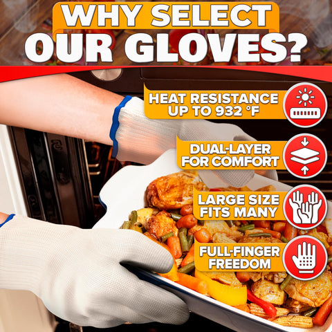 V TOWER grip-enhanced gloves lift hot pots with confidence.