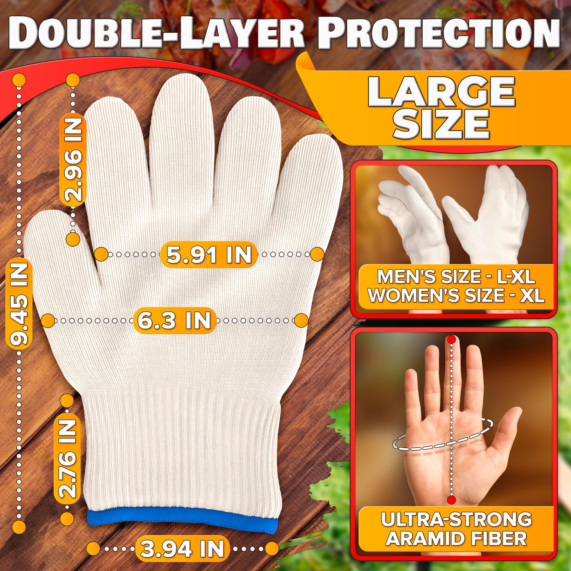 V TOWER heat-resistant gloves grip hot grill handles safely outdoors.