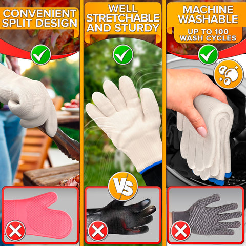 V TOWER outdoor BBQ gloves offer short-term heat defense for grills.