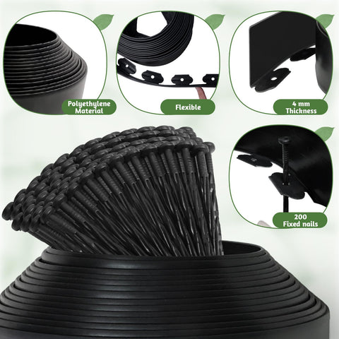 VUAOHIY UV-resistant edge protects soil and mulch from erosion in sunlit gardens.