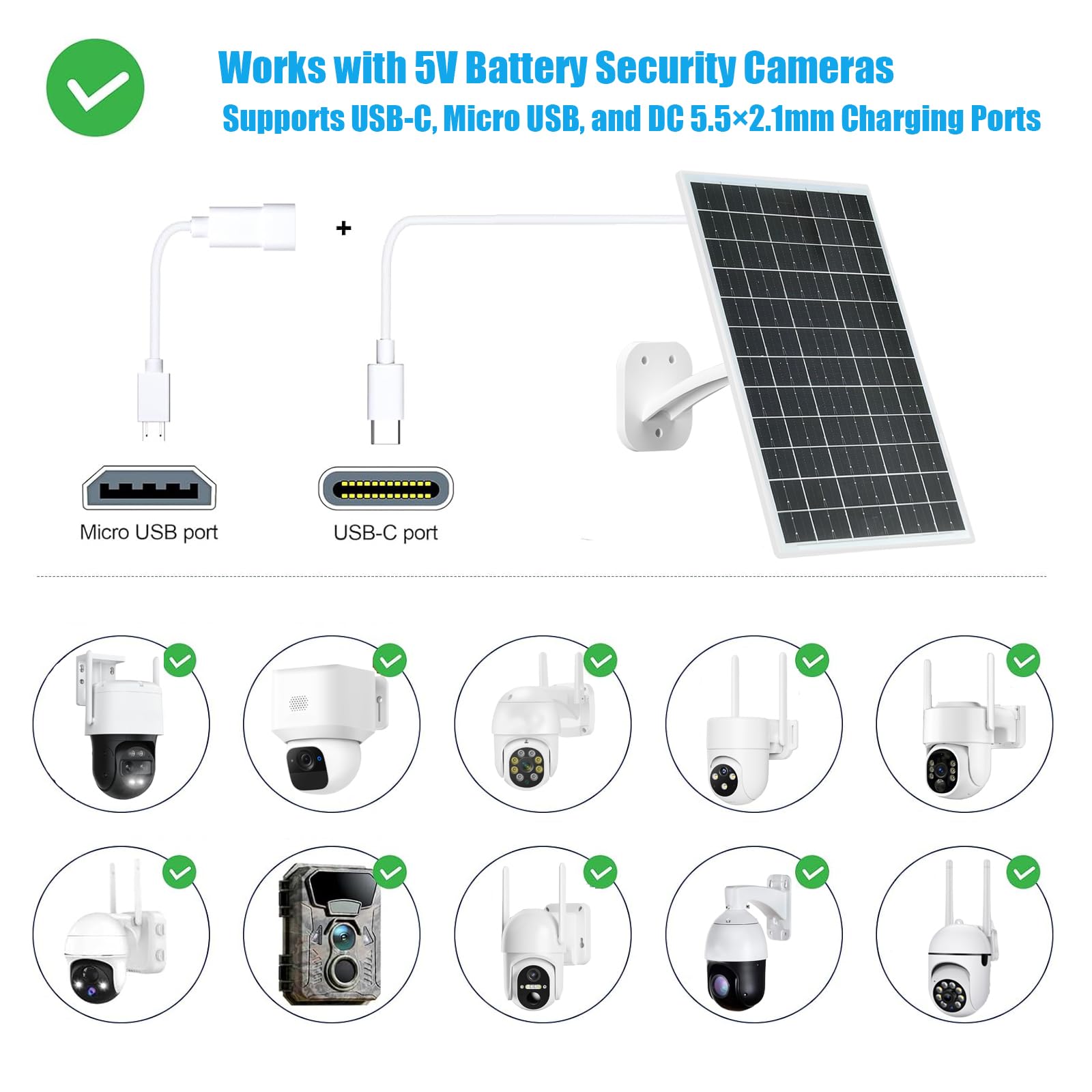 VUEBEE 13W solar panel with 360 bracket for optimal sun angle