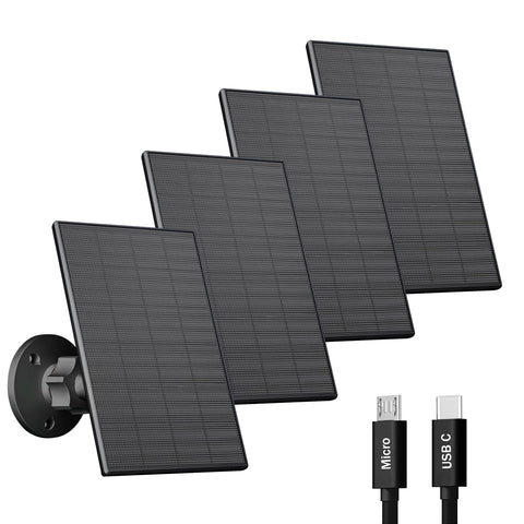 VueBee 2W outdoor solar panel powers security cameras in direct sunlight.