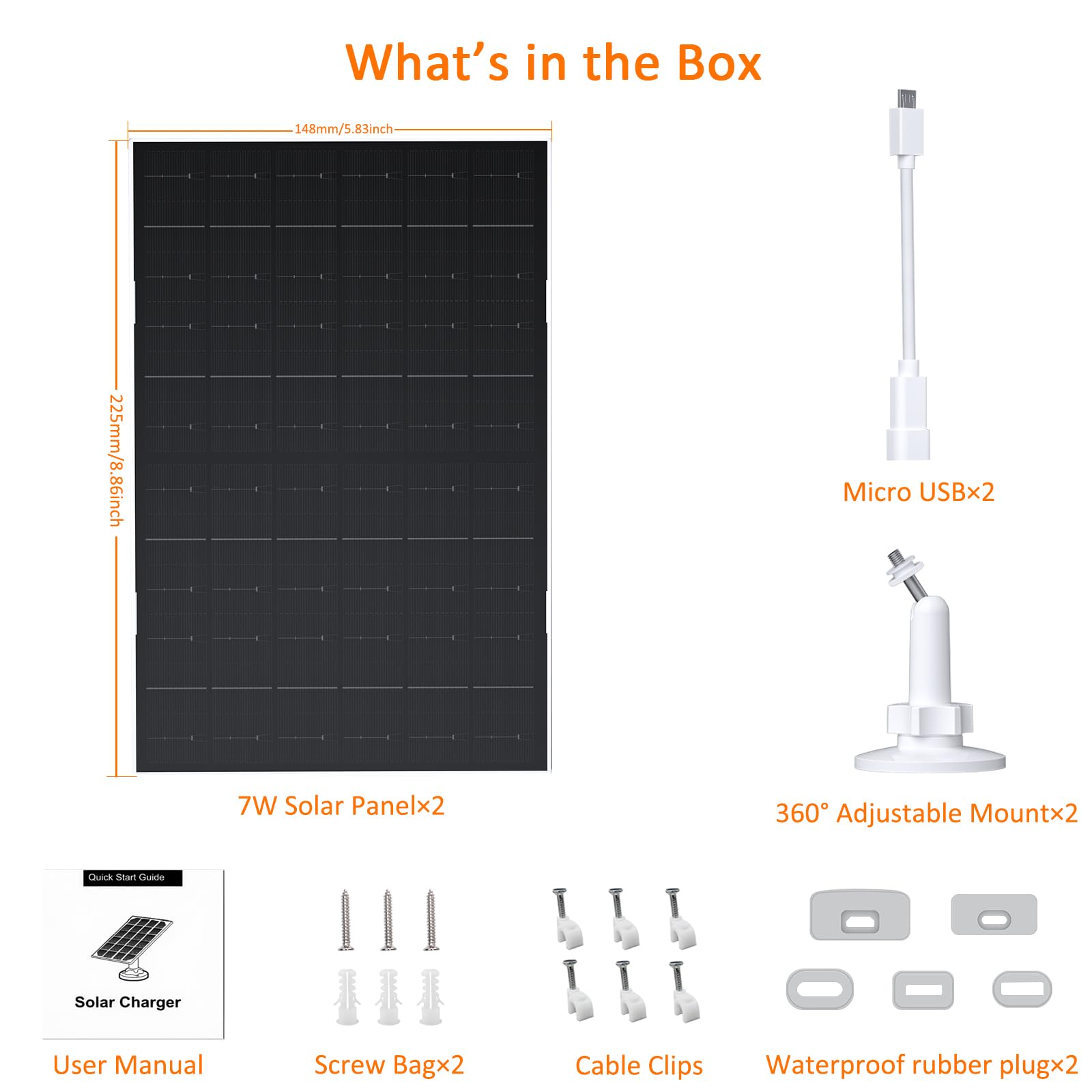 VUEBEE 7W panel connected by cable for steady EufyCam power.