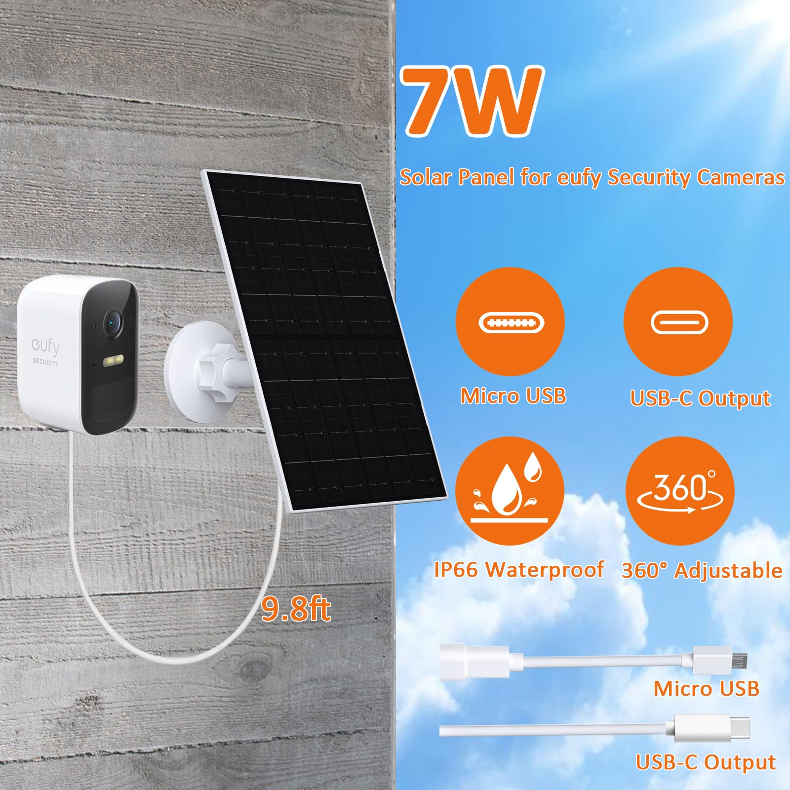 VUEBEE IP66 weatherproof solar panel for outdoor reliability.