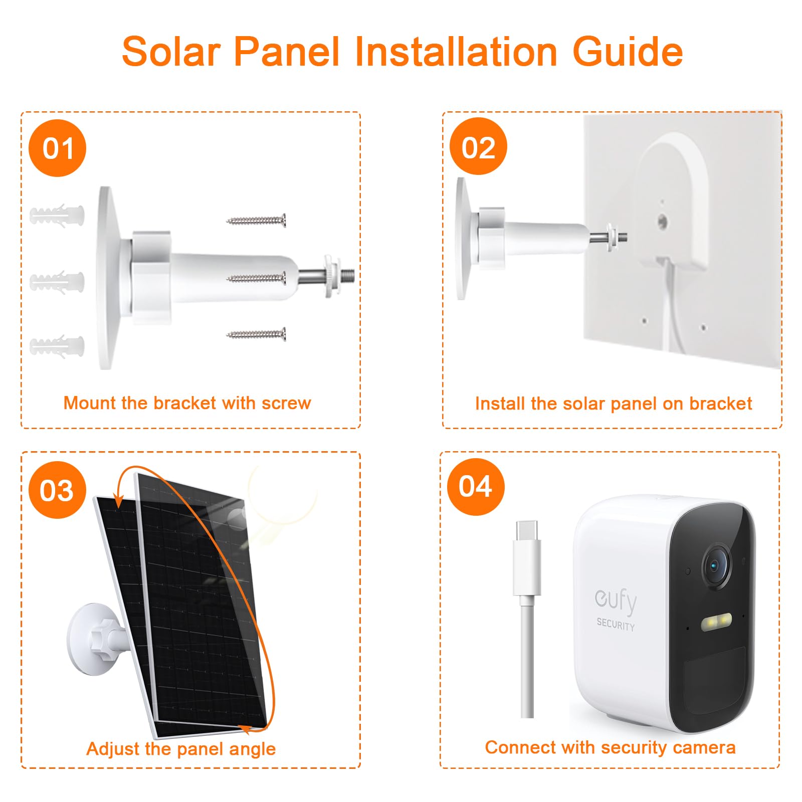 VueBee solar panel with mounting screws and 9.8 ft cable ready for installation.