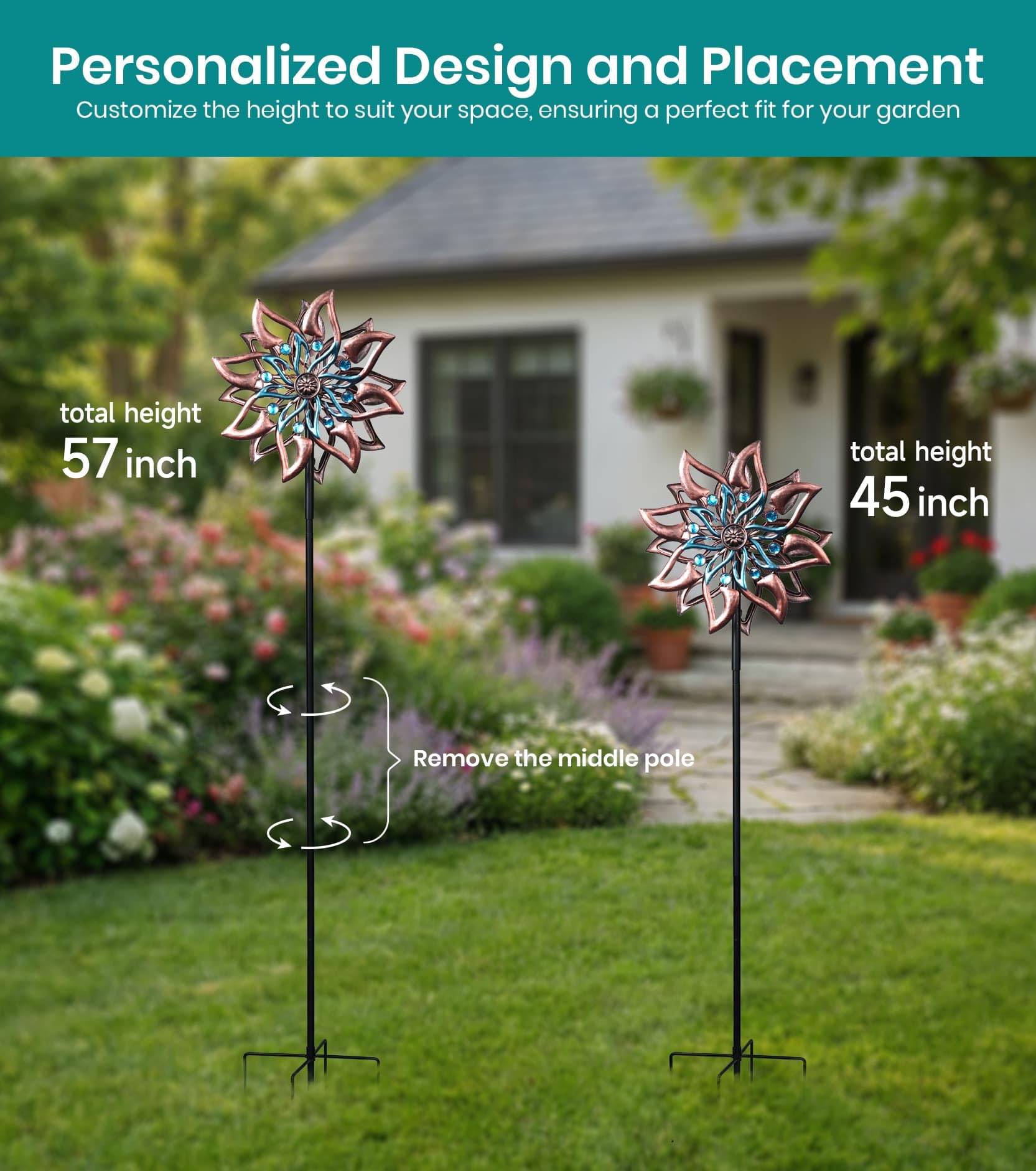 VUFOZ patio lawn decorative wind spinner adds ambiance to outdoor spaces.