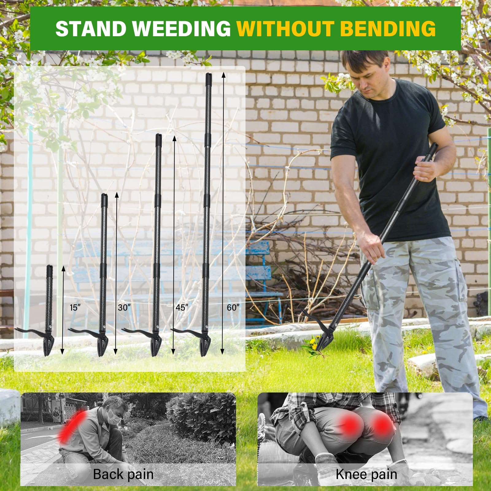 VUGHIUA heavy-duty steel head for durable weed removal.