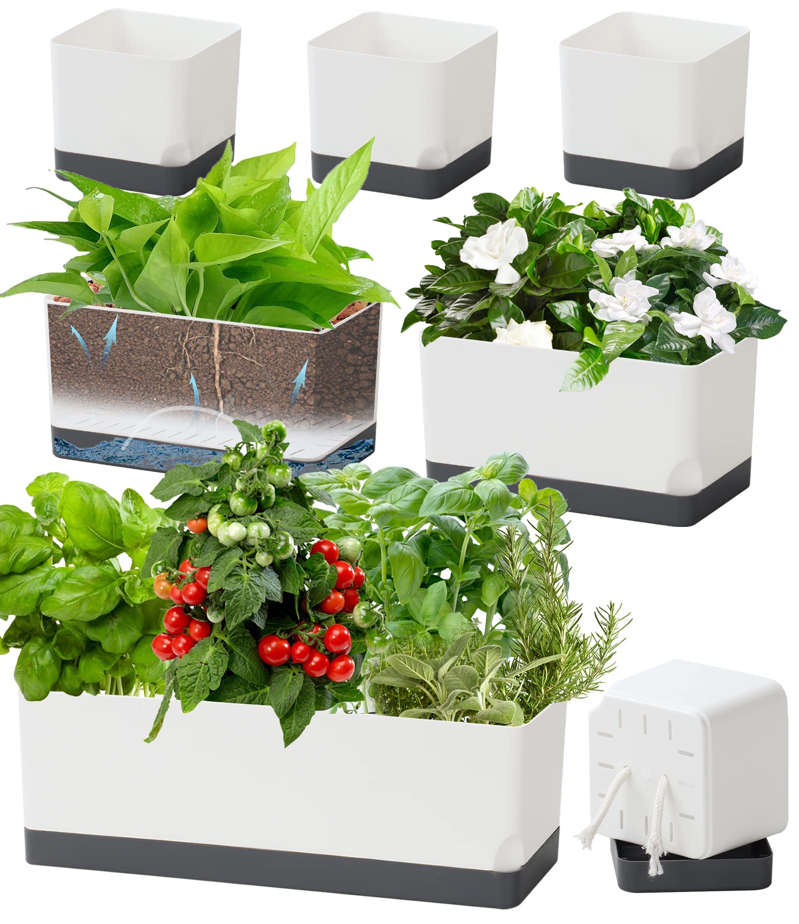 Vugosson self watering planter 17 inch large with reservoir for low maintenance plants
