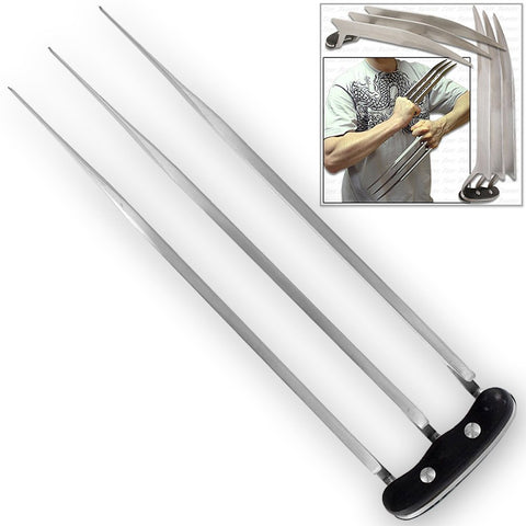 Closeup of Vulcan Gear claws with sharp steel blades for authentic cosplay detail