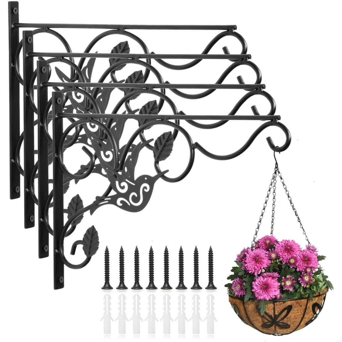 Vumdua hanging plants bracket 12-inch provides sturdy wall support for pots.