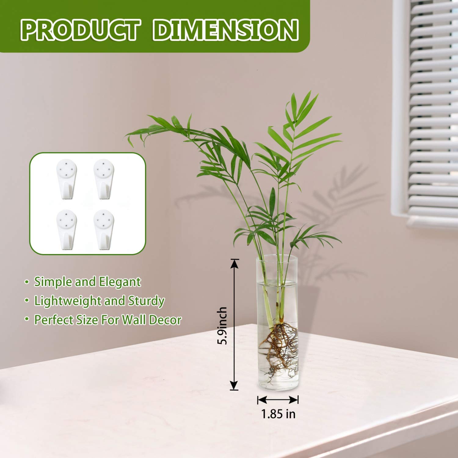 Vumdua wall-mount glass planter back hole enables easy, no-mark hanging.