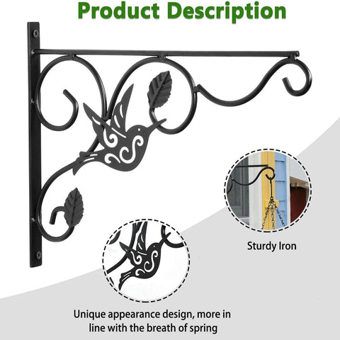 Vumdua wall planter hook with bird feeder focus adds decorative outdoor charm.