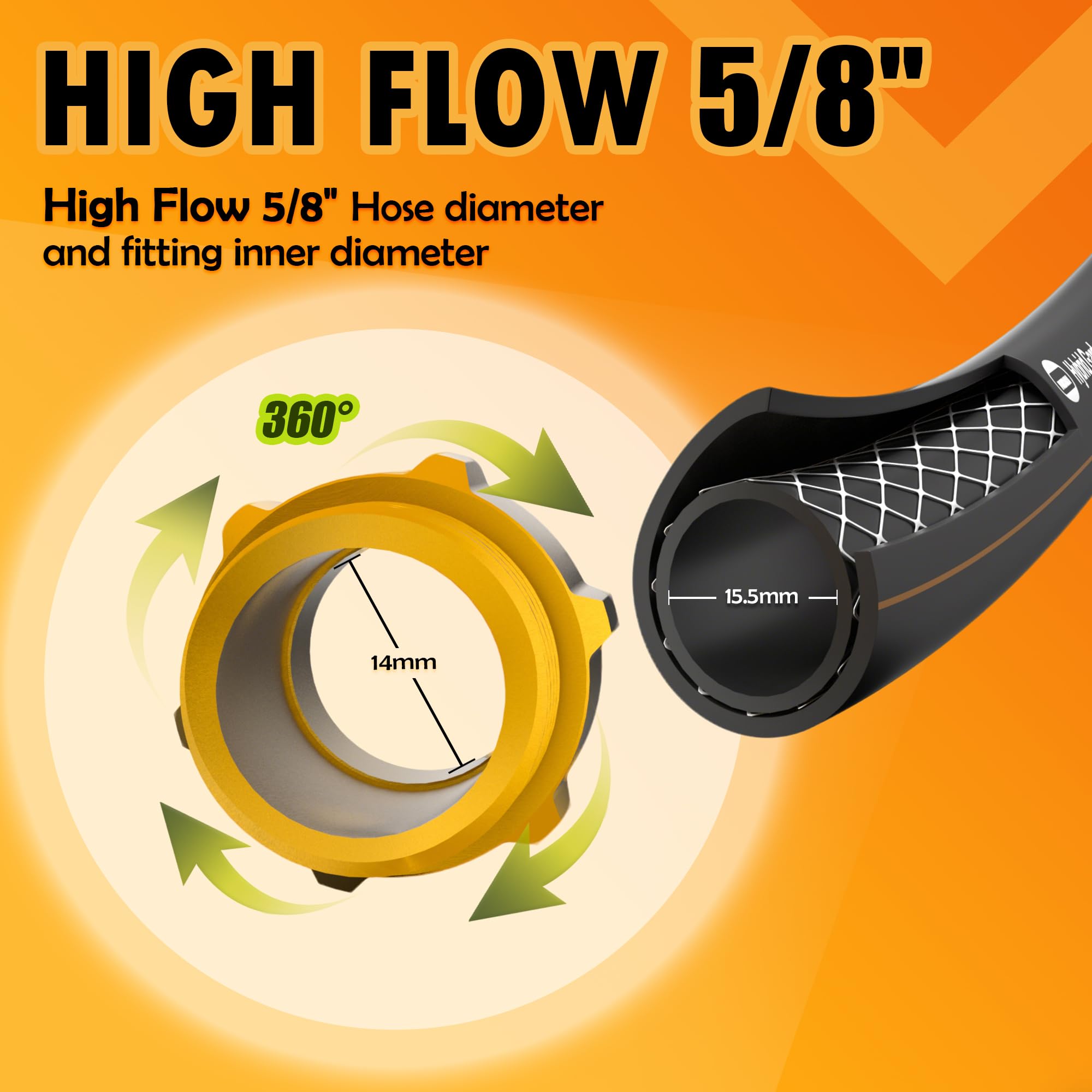 VUNDARA hose inner diameter highlights strong water flow for quick irrigation