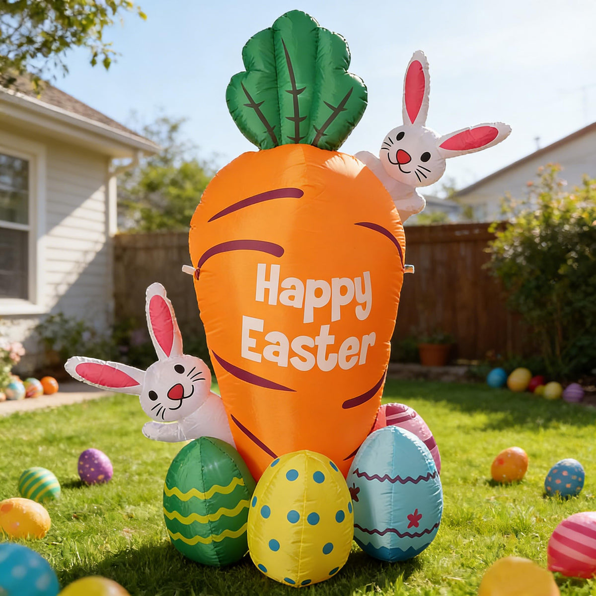 VURPOKSI Easter carrot 6.5ft inflatable with LED lights for outdoor displays.