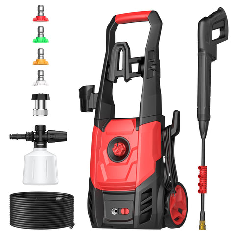 VUSIGN electric pressure washer with foam cannon for deep, soap-assisted cleaning