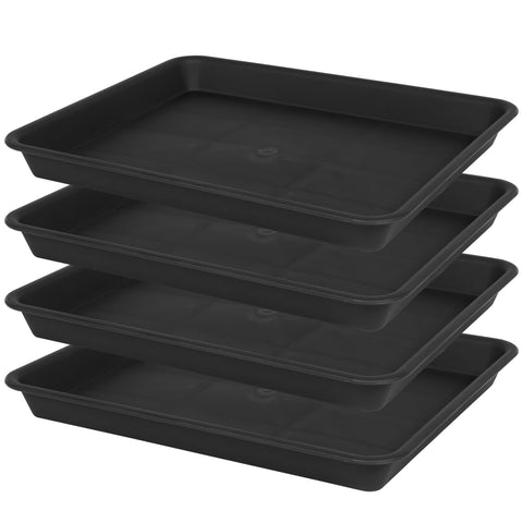 VUWEZ 4-pack rectangle plant saucers protect surfaces by catching overflow.