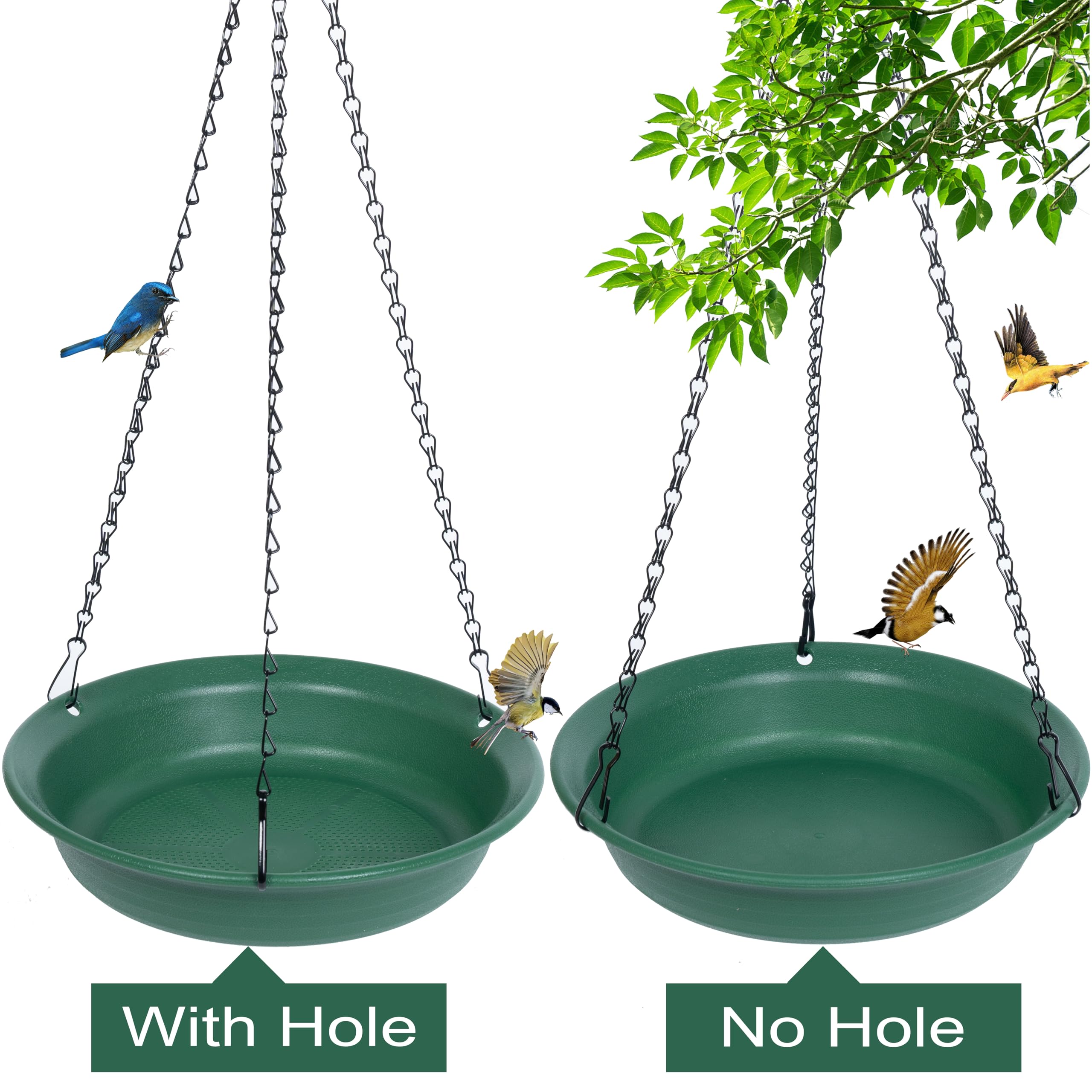 VUWEZ birdbath without hole; a clean splash zone for visiting birds.