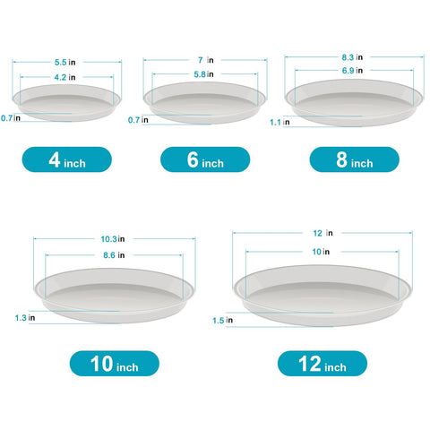 VUWEZ 6-pack plant saucers for indoor and outdoor pots.