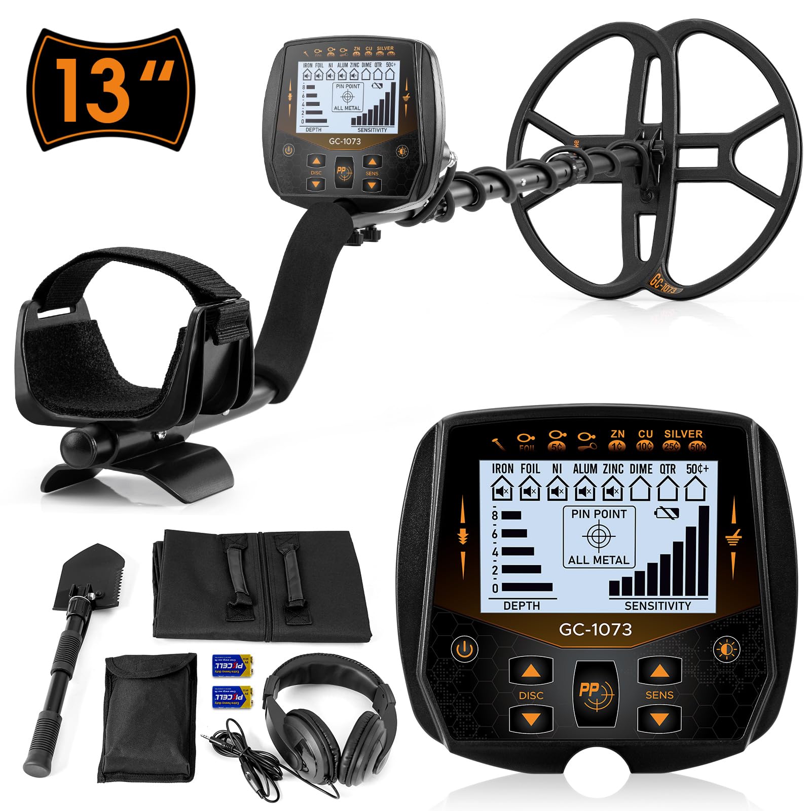 VVinRC 13-inch DD coil metal detector for adults enabling deeper searches.