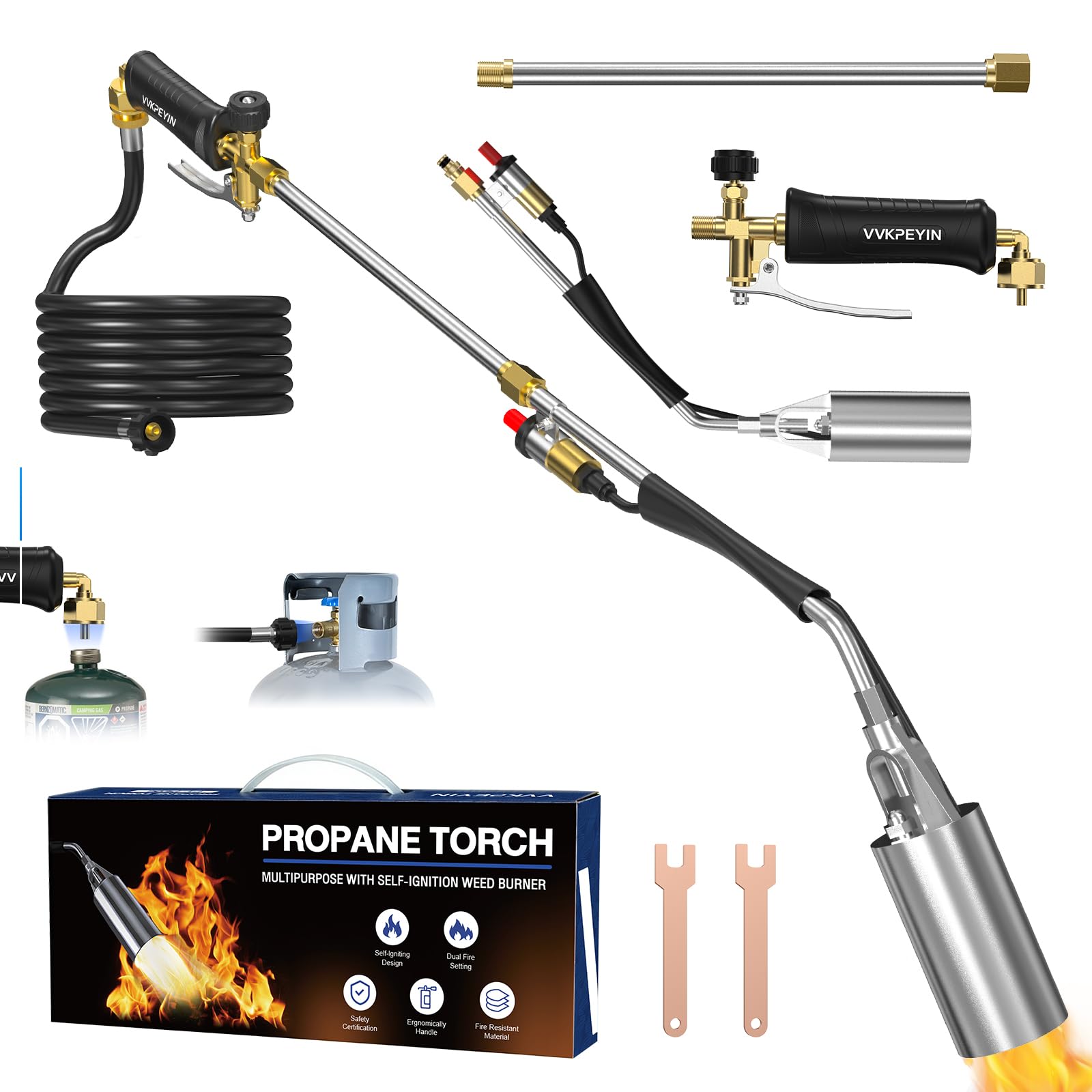 VVKPEYIN upgrade propane torch weed burner kit for efficient outdoor weed control