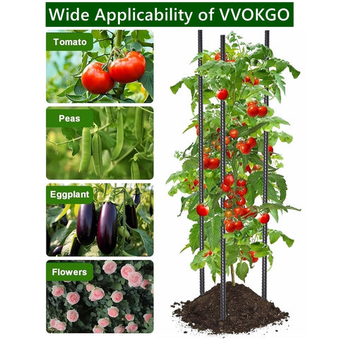 VVOKGO multi-use stakes shown securing garden edging and plant support