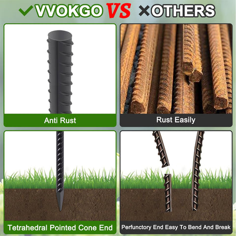 VVOKGO powder-coated ground stakes resisting weather for garden use